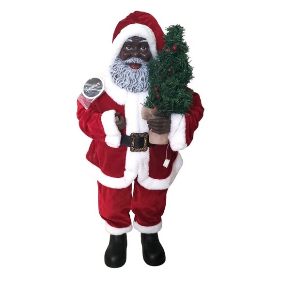 African American Santa Claus 34" with Lighted tree - Picture 1 of 6